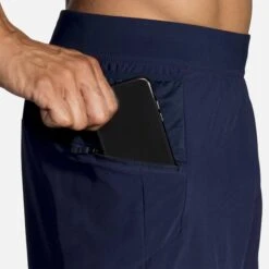 Brooks | Men's Sherpa 7" 2-in-1 Short - Navy -Sportswear Sale Shop 211333451 M brooks sherpa7in2in1short zippocket