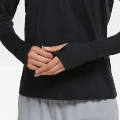 Nike | Women's Dri-Fit Element Top HZ - Black -Sportswear Sale Shop CU3220 010 W Nike Dri FitElementTopHZ sleeve