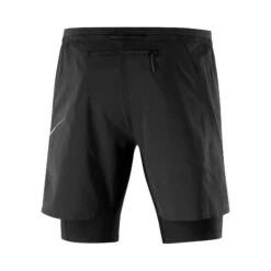 Salomon | Men's Cross Twinskin Shorts - Deep Black -Sportswear Sale Shop LC1868600 M Salomon CrossTWShorts back