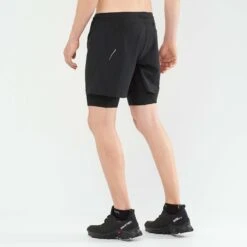 Salomon | Men's Cross Twinskin Shorts - Deep Black -Sportswear Sale Shop LC1868600 M Salomon CrossTWShorts backonbody