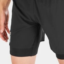 Salomon | Men's Cross Twinskin Shorts - Deep Black -Sportswear Sale Shop LC1868600 M Salomon CrossTWShorts close
