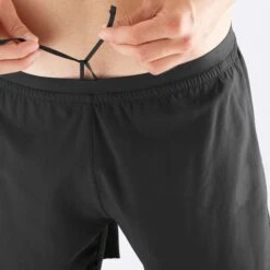 Salomon | Men's Cross Twinskin Shorts - Deep Black -Sportswear Sale Shop LC1868600 M Salomon CrossTWShorts waist