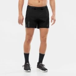 Salomon | Men's Sense Aero 5'' Shorts - Deep Black -Sportswear Sale Shop LC1870000 M Salomon SenseAero5 frontonbody