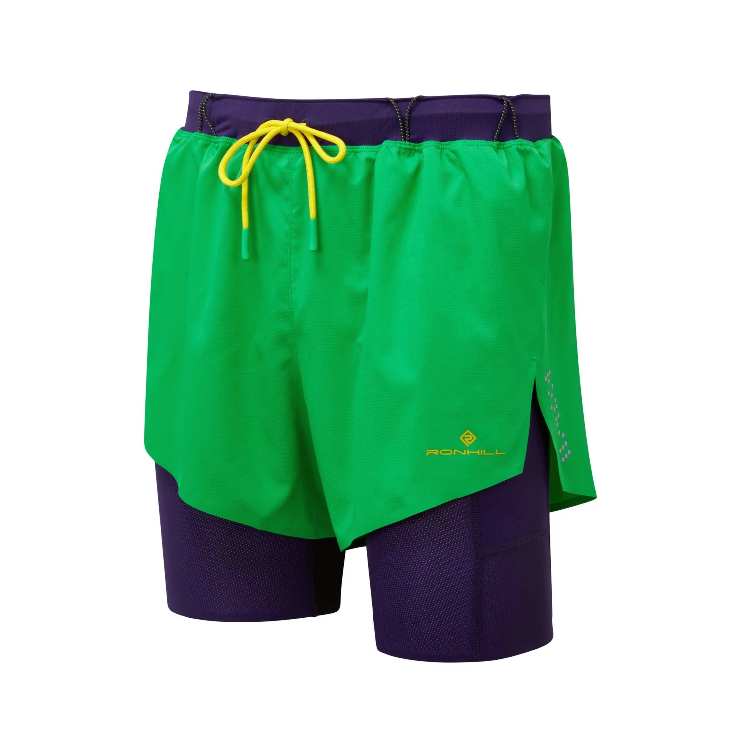 Ronhill | Men's Tech Distance Twin Short - Bright Green 1 Ronhill | Men's Tech Distance Twin Short - Bright Green