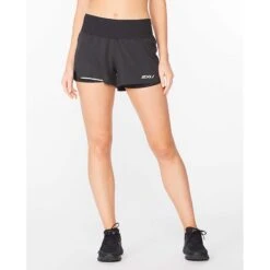 2XU | Women's Aero 2-in-1 3 Inch Short -Sportswear Sale Shop WR6533BBLKSRF F 2xu aero2in13inshort front 1